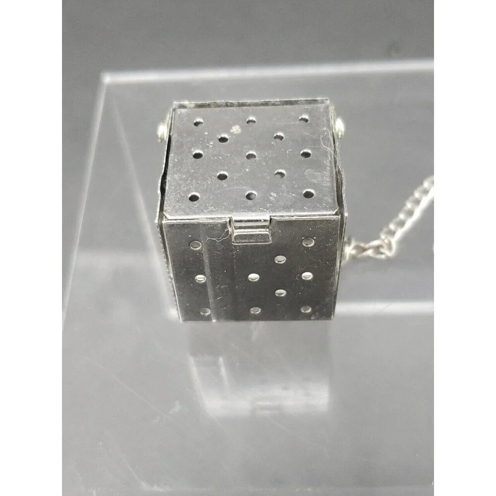 Vintage Tea Infuser Square Cube Strainer Ball with Chain Stainless Steel